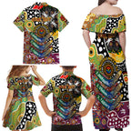 Personalised Broncos NRL Celebrating 50 Years of Naidoc Family Matching Off Shoulder Maxi Dress and Hawaiian Shirt NAIDOC Week 2025 Aboriginal
