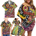 Personalised Broncos NRL Celebrating 50 Years of Naidoc Family Matching Off Shoulder Short Dress and Hawaiian Shirt NAIDOC Week 2025 Aboriginal