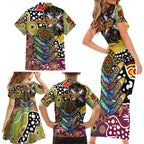 Personalised Broncos NRL Celebrating 50 Years of Naidoc Family Matching Short Sleeve Bodycon Dress and Hawaiian Shirt NAIDOC Week 2025 Aboriginal