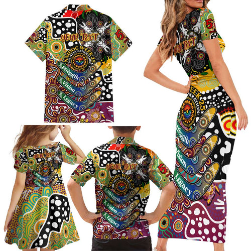 Personalised Broncos NRL Celebrating 50 Years of Naidoc Family Matching Short Sleeve Bodycon Dress and Hawaiian Shirt NAIDOC Week 2025 Aboriginal