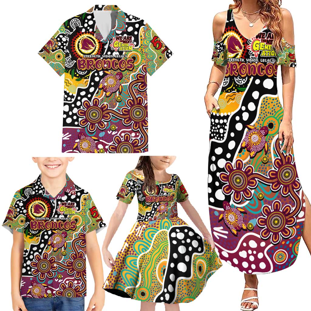Personalised Broncos NRL Celebrating 50 Years of Naidoc Family Matching Summer Maxi Dress and Hawaiian Shirt NAIDOC Week 2025 Aboriginal