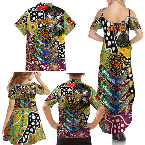 Personalised Broncos NRL Celebrating 50 Years of Naidoc Family Matching Summer Maxi Dress and Hawaiian Shirt NAIDOC Week 2025 Aboriginal