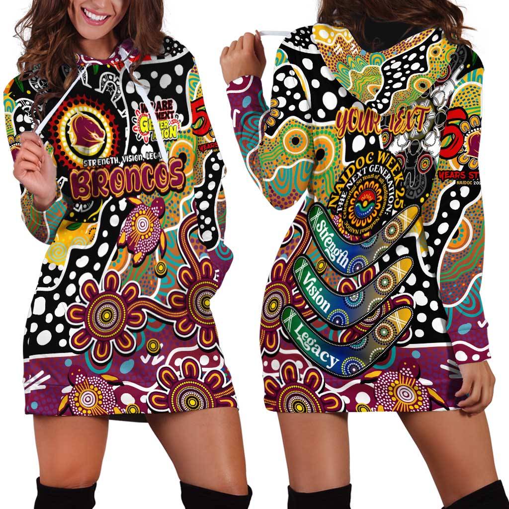 Personalised Broncos NRL Celebrating 50 Years of Naidoc Hoodie Dress NAIDOC Week 2025 Aboriginal