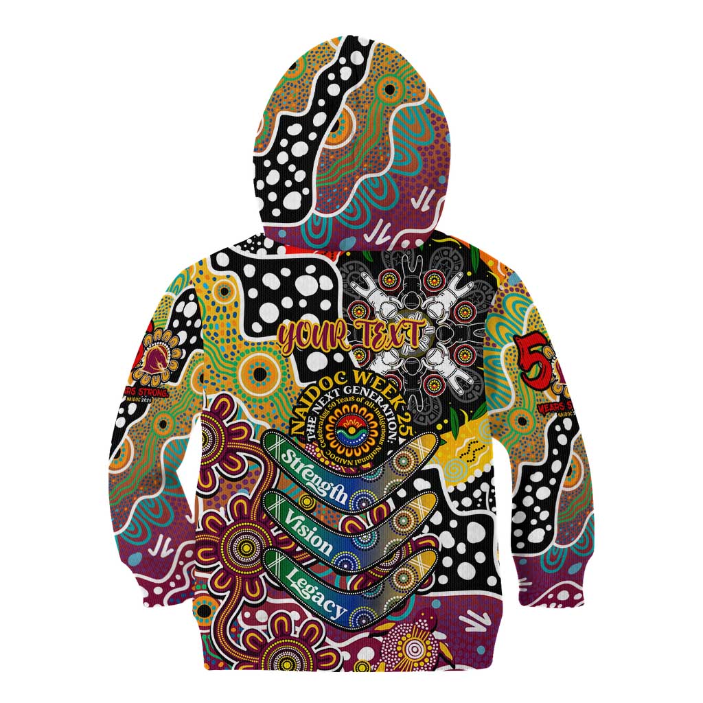 Personalised Broncos NRL Celebrating 50 Years of Naidoc Kid Hoodie NAIDOC Week 2025 Aboriginal