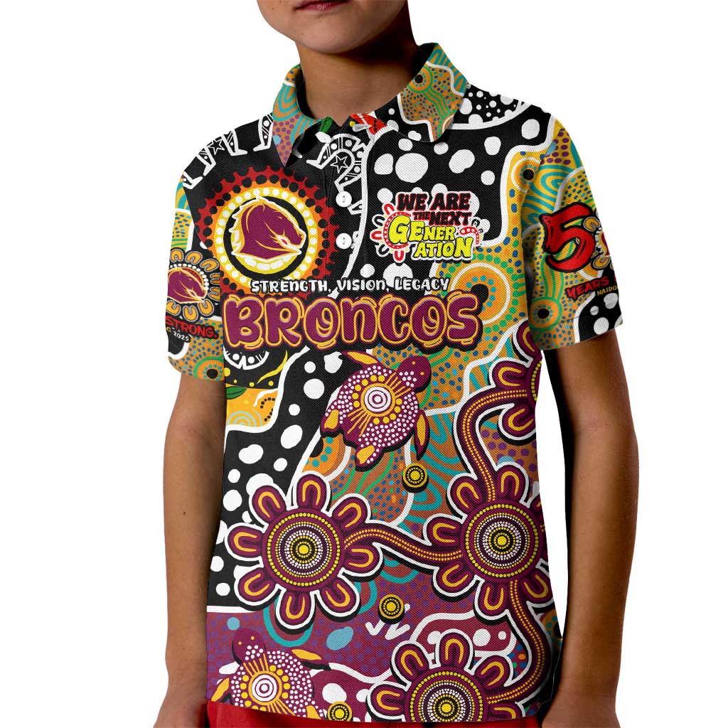 Personalised Broncos NRL Celebrating 50 Years of Naidoc Kid Polo Shirt NAIDOC Week 2025 Aboriginal