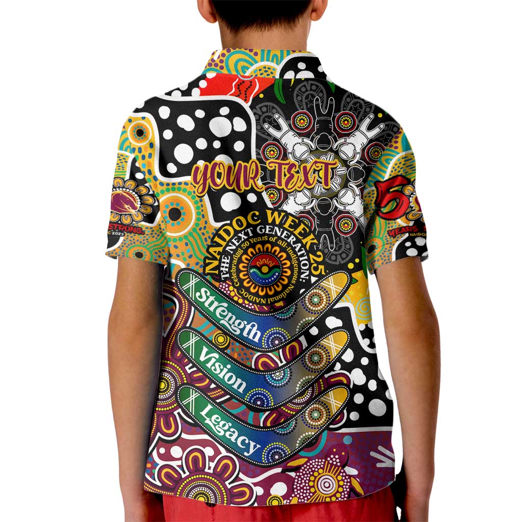 Personalised Broncos NRL Celebrating 50 Years of Naidoc Kid Polo Shirt NAIDOC Week 2025 Aboriginal