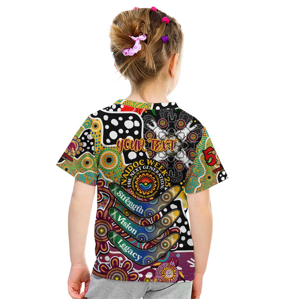Personalised Broncos NRL Celebrating 50 Years of Naidoc Kid T Shirt NAIDOC Week 2025 Aboriginal