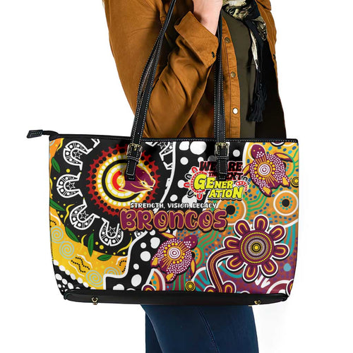 Broncos NRL Celebrating 50 Years of Naidoc Leather Tote Bag NAIDOC Week 2025 Aboriginal