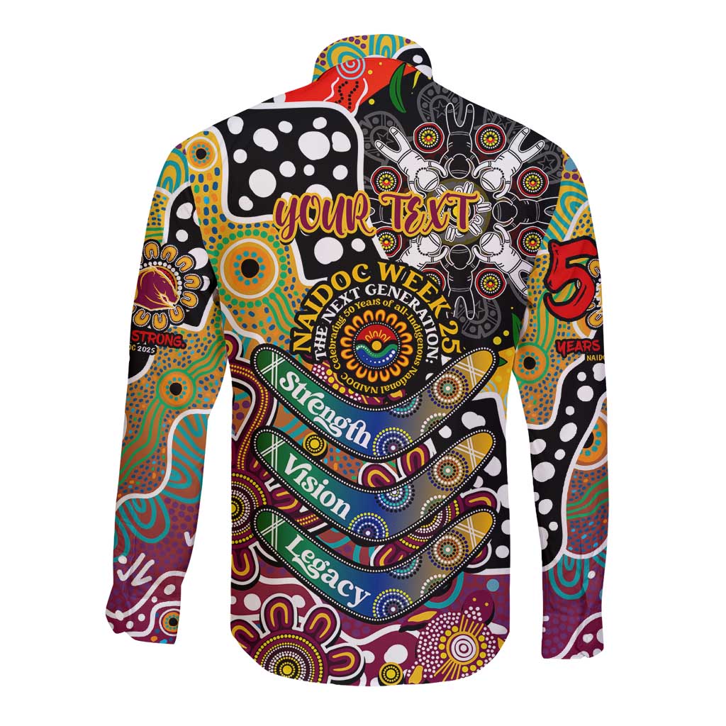 Personalised Broncos NRL Celebrating 50 Years of Naidoc Long Sleeve Button Shirt NAIDOC Week 2025 Aboriginal