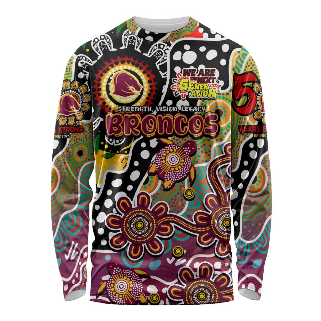 Personalised Broncos NRL Celebrating 50 Years of Naidoc Long Sleeve Shirt NAIDOC Week 2025 Aboriginal