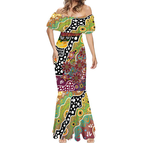 Personalised Broncos NRL Celebrating 50 Years of Naidoc Mermaid Dress NAIDOC Week 2025 Aboriginal