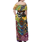Personalised Broncos NRL Celebrating 50 Years of Naidoc Off Shoulder Maxi Dress NAIDOC Week 2025 Aboriginal