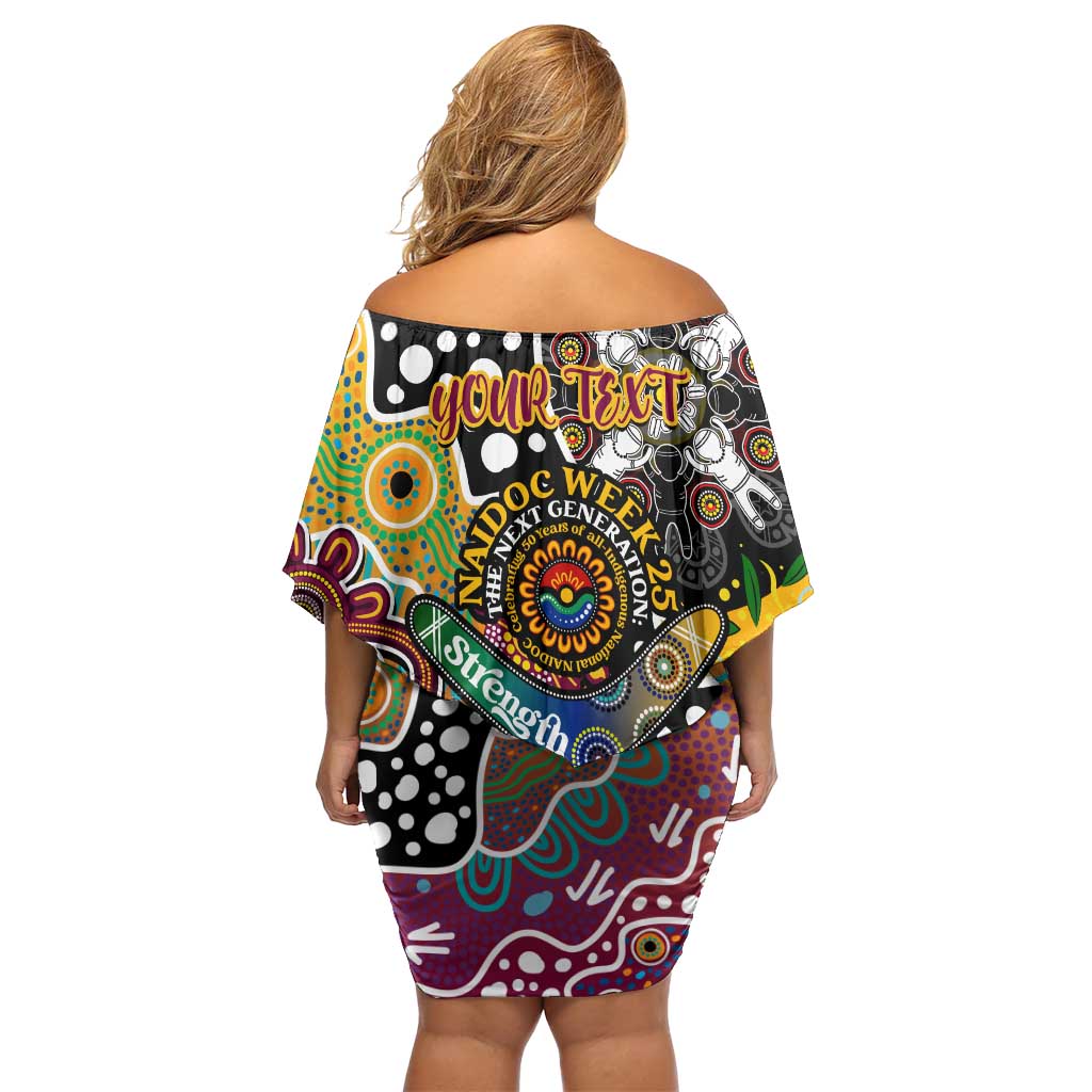 Personalised Broncos NRL Celebrating 50 Years of Naidoc Off Shoulder Short Dress NAIDOC Week 2025 Aboriginal