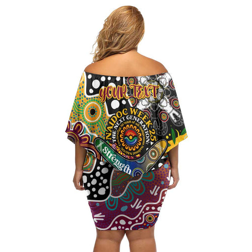 Personalised Broncos NRL Celebrating 50 Years of Naidoc Off Shoulder Short Dress NAIDOC Week 2025 Aboriginal