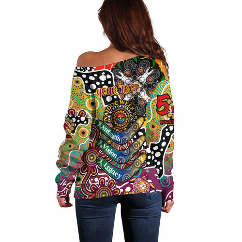 Personalised Broncos NRL Celebrating 50 Years of Naidoc Off Shoulder Sweater NAIDOC Week 2025 Aboriginal