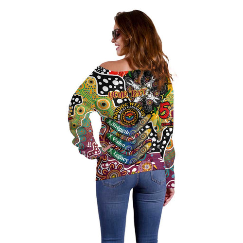 Personalised Broncos NRL Celebrating 50 Years of Naidoc Off Shoulder Sweater NAIDOC Week 2025 Aboriginal