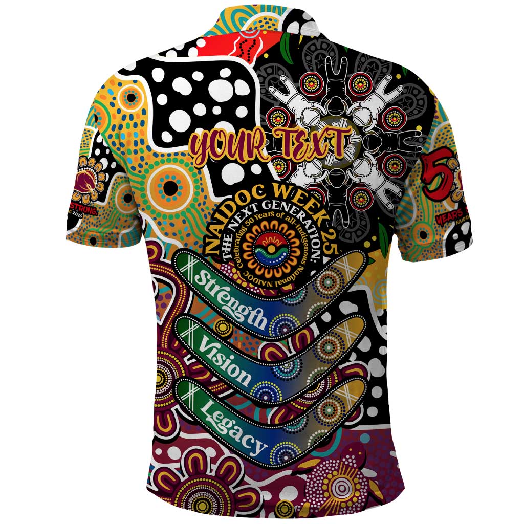 Personalised Broncos NRL Celebrating 50 Years of Naidoc Polo Shirt NAIDOC Week 2025 Aboriginal