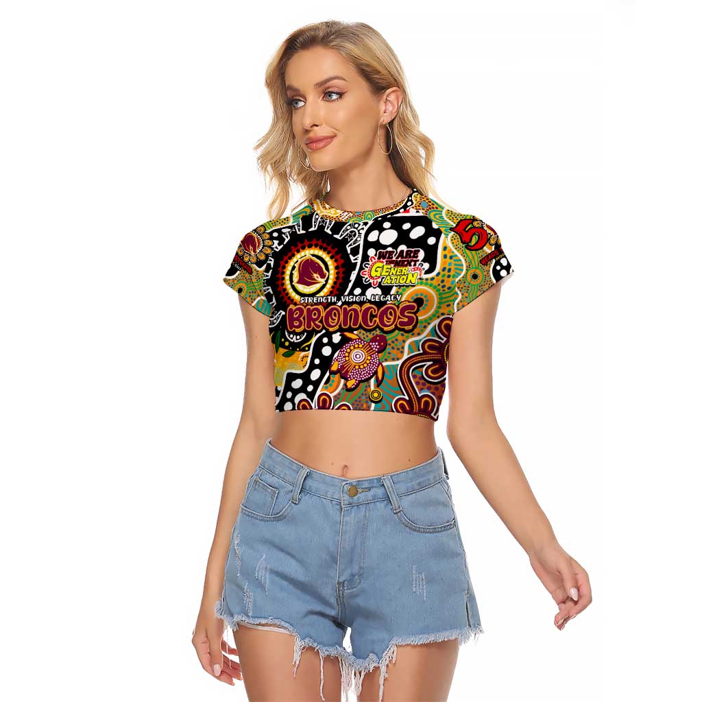 Personalised Broncos NRL Celebrating 50 Years of Naidoc Raglan Cropped T Shirt NAIDOC Week 2025 Aboriginal
