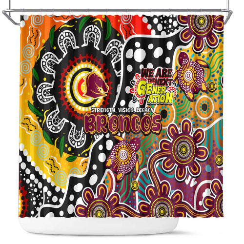 Broncos NRL Celebrating 50 Years of Naidoc Shower Curtain NAIDOC Week 2025 Aboriginal