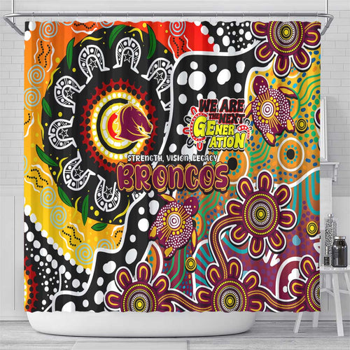 Broncos NRL Celebrating 50 Years of Naidoc Shower Curtain NAIDOC Week 2025 Aboriginal
