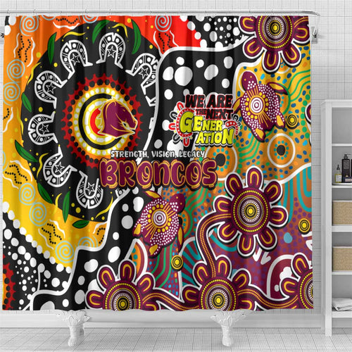 Broncos NRL Celebrating 50 Years of Naidoc Shower Curtain NAIDOC Week 2025 Aboriginal