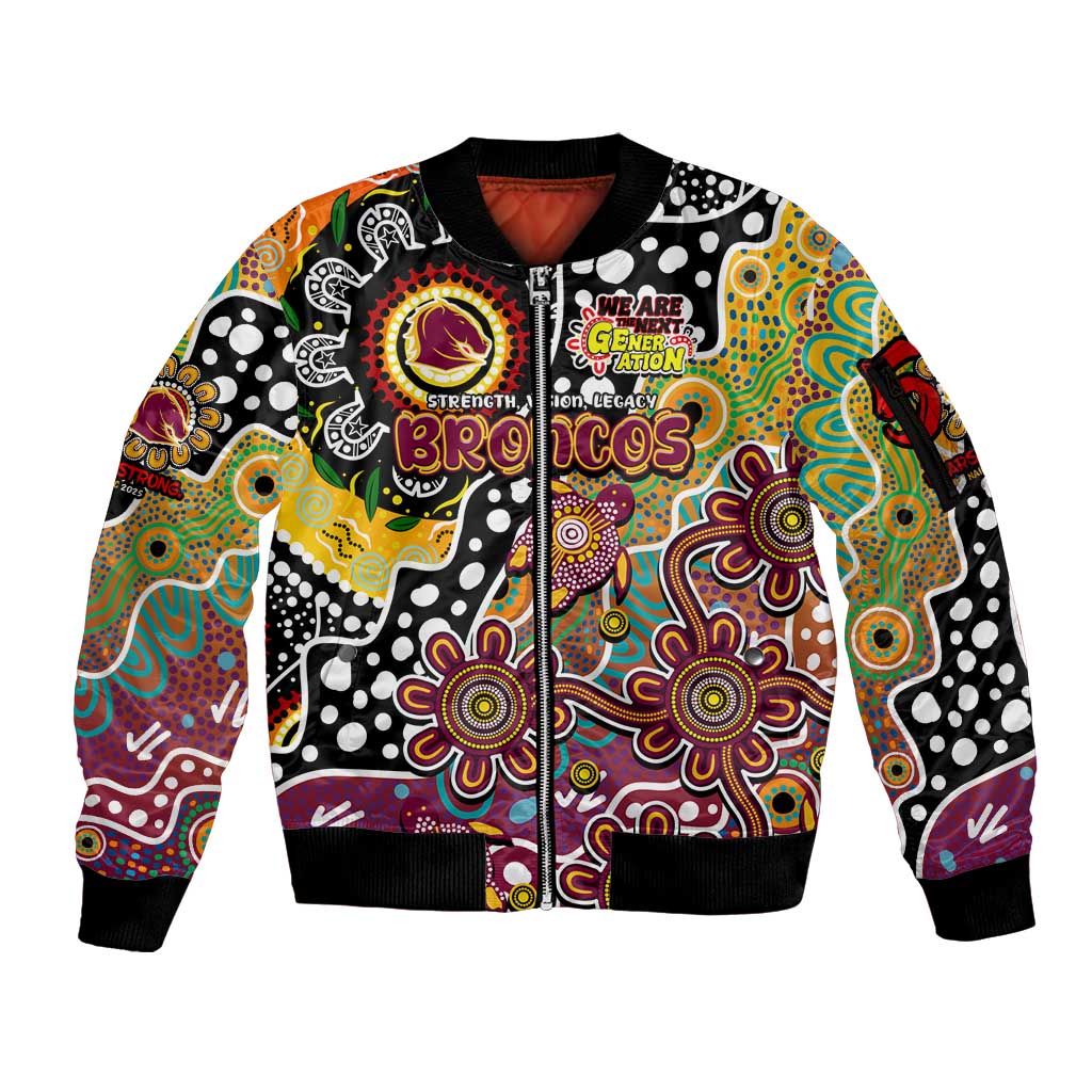 Personalised Broncos NRL Celebrating 50 Years of Naidoc Sleeve Zip Bomber Jacket NAIDOC Week 2025 Aboriginal