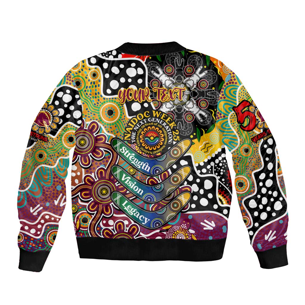 Personalised Broncos NRL Celebrating 50 Years of Naidoc Sleeve Zip Bomber Jacket NAIDOC Week 2025 Aboriginal