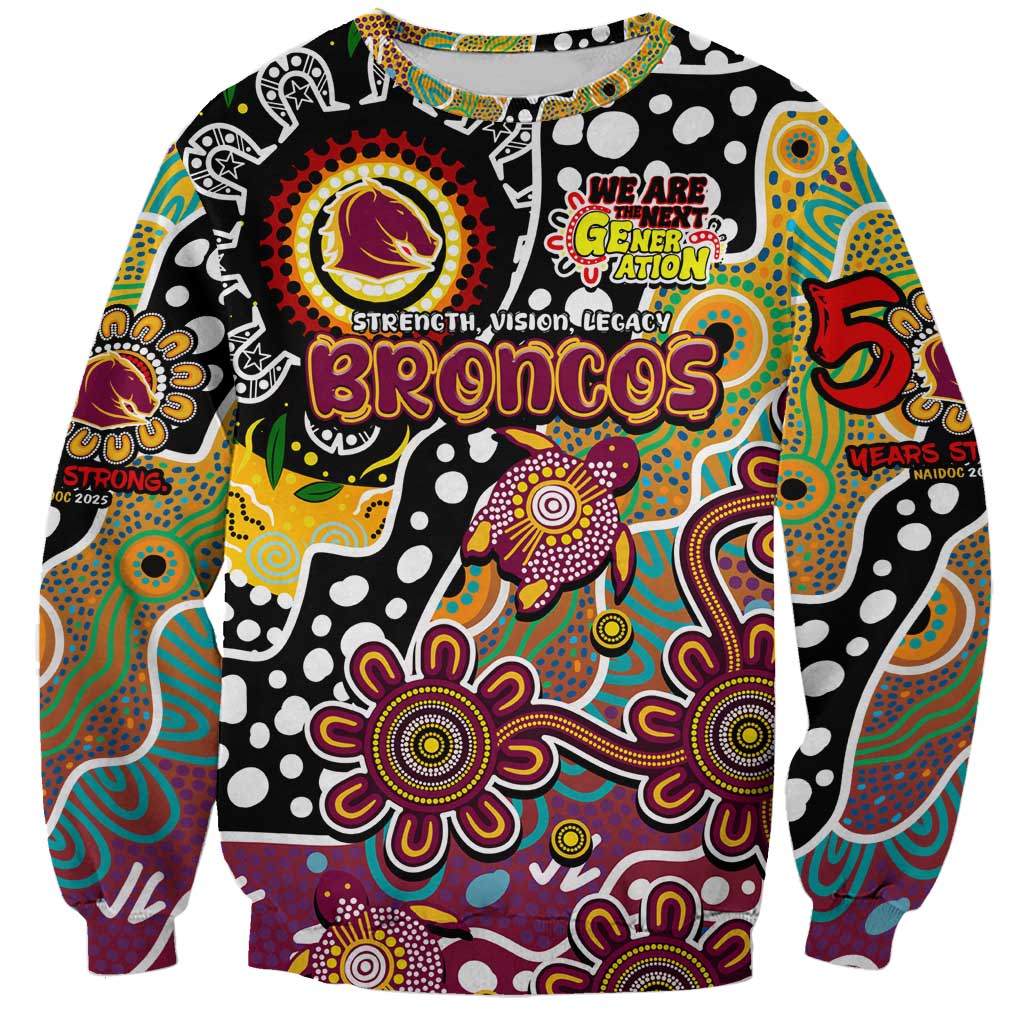 Personalised Broncos NRL Celebrating 50 Years of Naidoc Sweatshirt NAIDOC Week 2025 Aboriginal