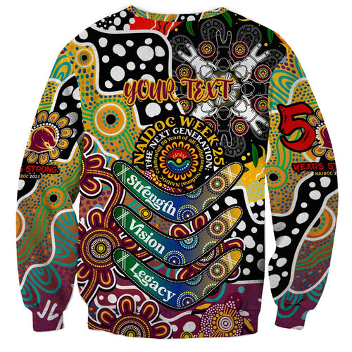 Personalised Broncos NRL Celebrating 50 Years of Naidoc Sweatshirt NAIDOC Week 2025 Aboriginal