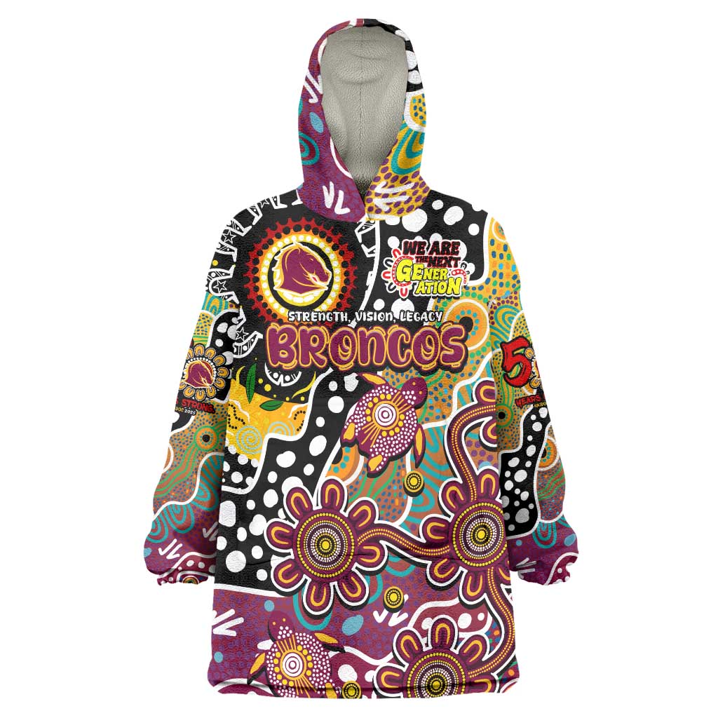 Personalised Broncos NRL Celebrating 50 Years of Naidoc Wearable Blanket Hoodie NAIDOC Week 2025 Aboriginal