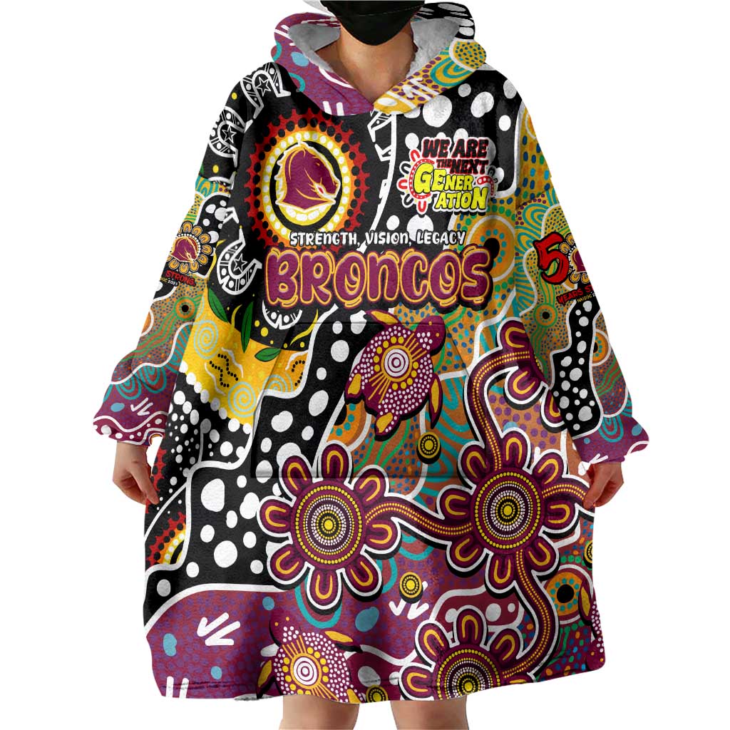 Personalised Broncos NRL Celebrating 50 Years of Naidoc Wearable Blanket Hoodie NAIDOC Week 2025 Aboriginal