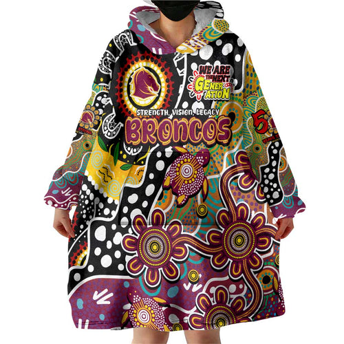 Personalised Broncos NRL Celebrating 50 Years of Naidoc Wearable Blanket Hoodie NAIDOC Week 2025 Aboriginal
