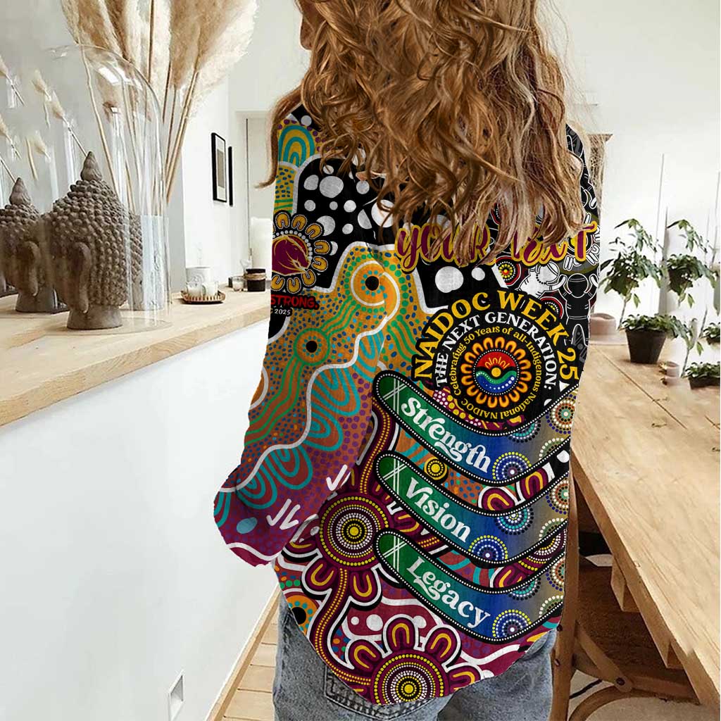 Personalised Broncos NRL Celebrating 50 Years of Naidoc Women Casual Shirt NAIDOC Week 2025 Aboriginal