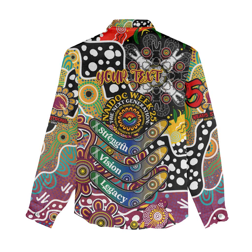 Personalised Broncos NRL Celebrating 50 Years of Naidoc Women Casual Shirt NAIDOC Week 2025 Aboriginal