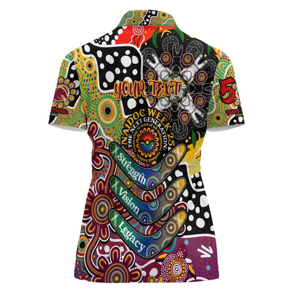 Personalised Broncos NRL Celebrating 50 Years of Naidoc Women Polo Shirt NAIDOC Week 2025 Aboriginal