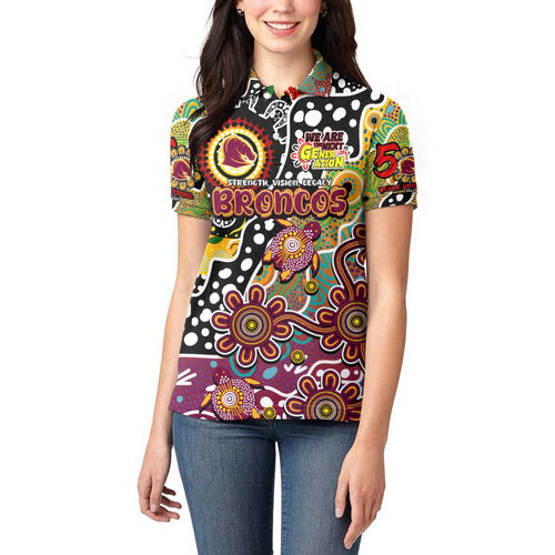 Personalised Broncos NRL Celebrating 50 Years of Naidoc Women Polo Shirt NAIDOC Week 2025 Aboriginal
