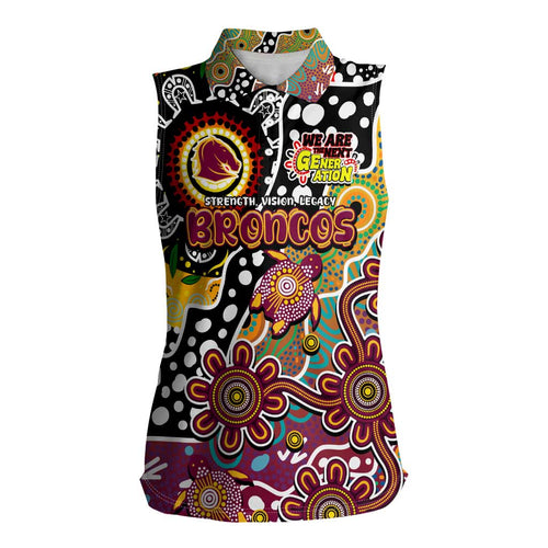 Personalised Broncos NRL Celebrating 50 Years of Naidoc Women Sleeveless Polo Shirt NAIDOC Week 2025 Aboriginal