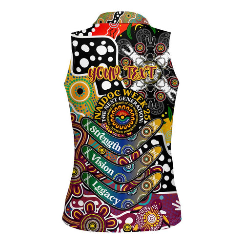 Personalised Broncos NRL Celebrating 50 Years of Naidoc Women Sleeveless Polo Shirt NAIDOC Week 2025 Aboriginal