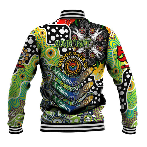 Personalised Raiders NRL Celebrating 50 Years of Naidoc Baseball Jacket NAIDOC Week 2025 Aboriginal