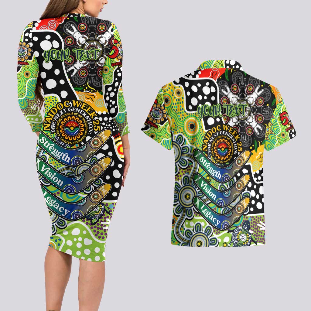 Personalised Raiders NRL Celebrating 50 Years of Naidoc Couples Matching Long Sleeve Bodycon Dress and Hawaiian Shirt NAIDOC Week 2025 Aboriginal