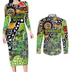Personalised Raiders NRL Celebrating 50 Years of Naidoc Couples Matching Long Sleeve Bodycon Dress and Long Sleeve Button Shirt NAIDOC Week 2025 Aboriginal