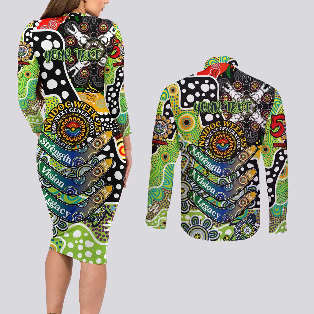 Personalised Raiders NRL Celebrating 50 Years of Naidoc Couples Matching Long Sleeve Bodycon Dress and Long Sleeve Button Shirt NAIDOC Week 2025 Aboriginal