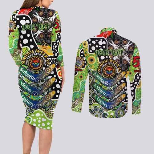 Personalised Raiders NRL Celebrating 50 Years of Naidoc Couples Matching Long Sleeve Bodycon Dress and Long Sleeve Button Shirt NAIDOC Week 2025 Aboriginal