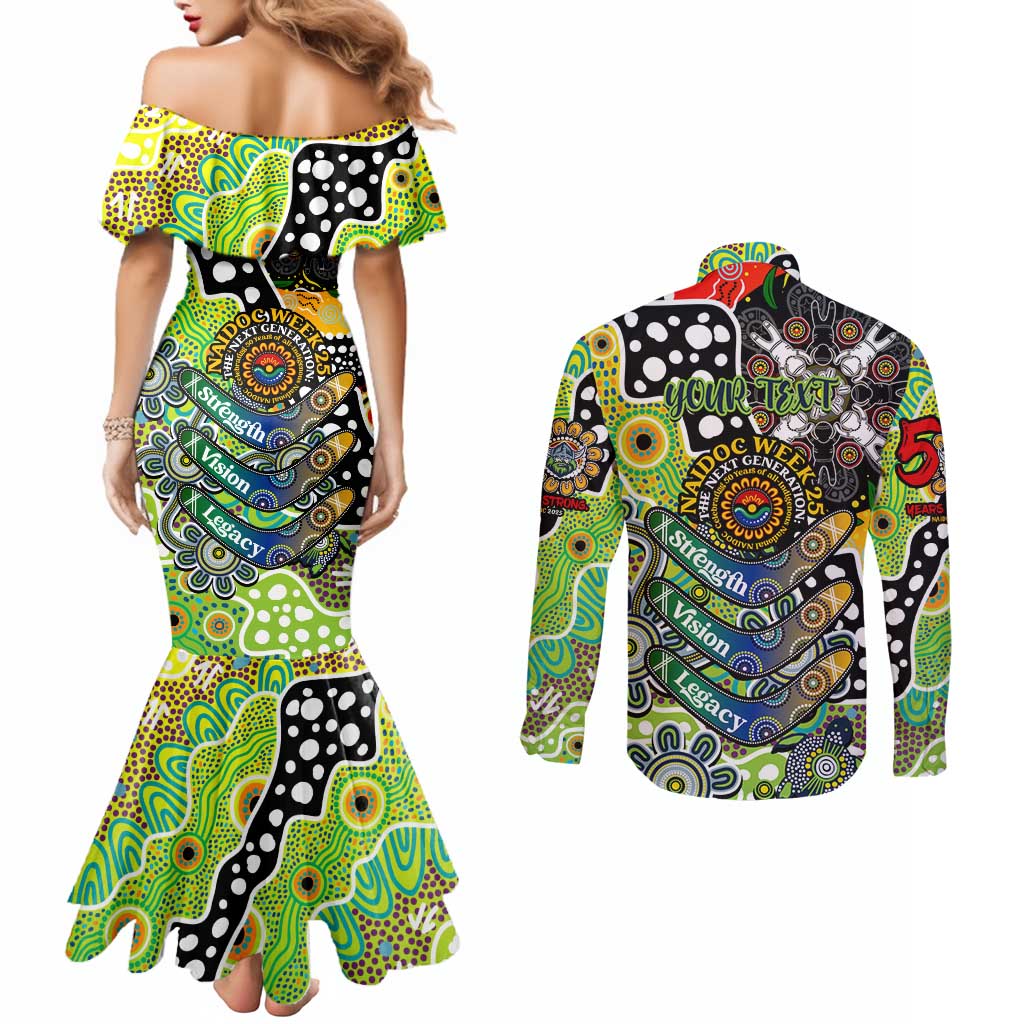 Personalised Raiders NRL Celebrating 50 Years of Naidoc Couples Matching Mermaid Dress and Long Sleeve Button Shirt NAIDOC Week 2025 Aboriginal