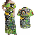Personalised Raiders NRL Celebrating 50 Years of Naidoc Couples Matching Off Shoulder Maxi Dress and Hawaiian Shirt NAIDOC Week 2025 Aboriginal