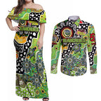 Personalised Raiders NRL Celebrating 50 Years of Naidoc Couples Matching Off Shoulder Maxi Dress and Long Sleeve Button Shirt NAIDOC Week 2025 Aboriginal