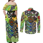 Personalised Raiders NRL Celebrating 50 Years of Naidoc Couples Matching Off Shoulder Maxi Dress and Long Sleeve Button Shirt NAIDOC Week 2025 Aboriginal
