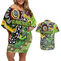 Personalised Raiders NRL Celebrating 50 Years of Naidoc Couples Matching Off Shoulder Short Dress and Hawaiian Shirt NAIDOC Week 2025 Aboriginal
