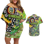 Personalised Raiders NRL Celebrating 50 Years of Naidoc Couples Matching Off Shoulder Short Dress and Hawaiian Shirt NAIDOC Week 2025 Aboriginal