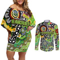 Personalised Raiders NRL Celebrating 50 Years of Naidoc Couples Matching Off Shoulder Short Dress and Long Sleeve Button Shirt NAIDOC Week 2025 Aboriginal